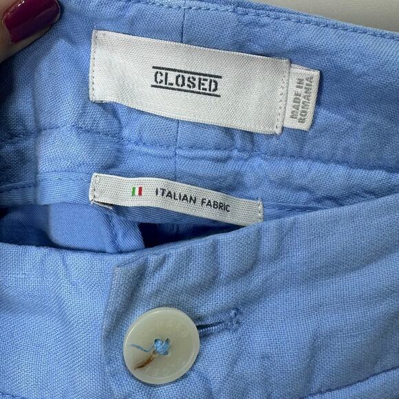 CLOSED Barton Wide Leg Linen Cotton High Rise Pants Blue Size 28 - Picture 6 of 9